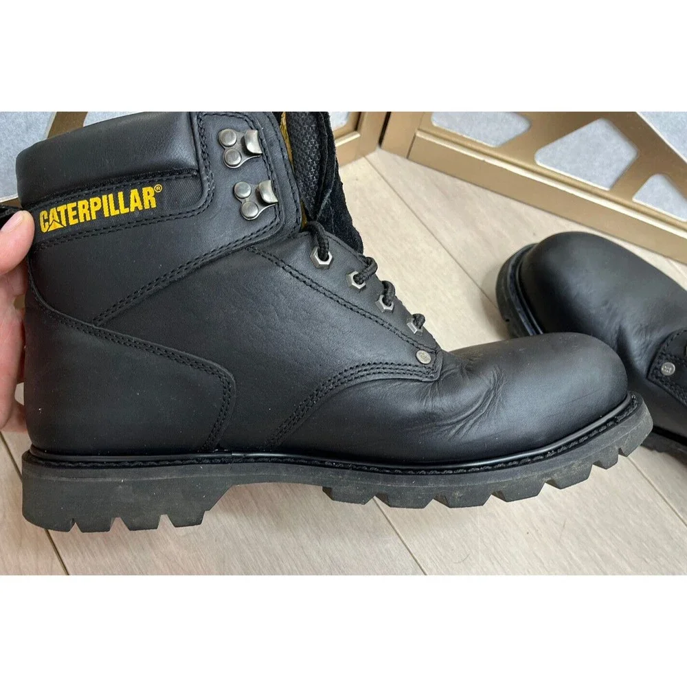 CAT Second Shift Steel Toe Work Boot Black Leather 13 W Wide Man caterpillar